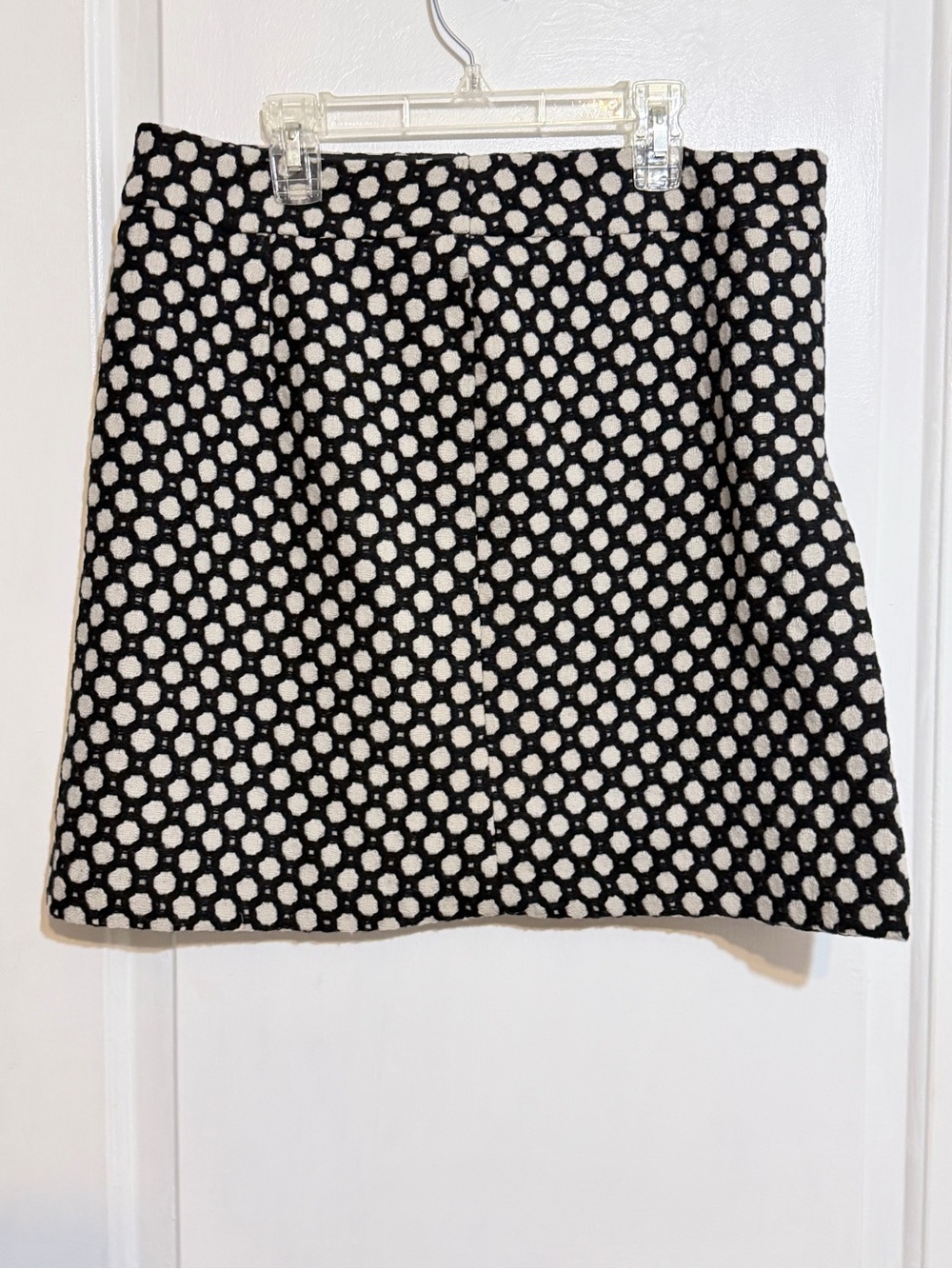 Boden Wool Black and White Mini Skirt with Polka Dot Pattern 14R - Picture 2 of 11